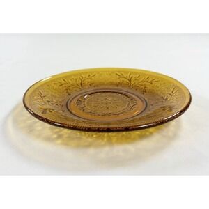Vintage Anchor Hocking Amber Glass Tiara Daisy Sandwich Plate 5.75" Jewelry Tray